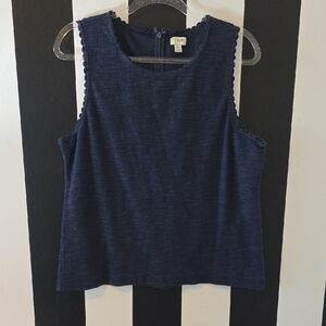 J. Crew Dark Blue Textured Tank Top
